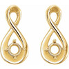 Infinity Inspired Earrings Mounting in 14 Karat Yellow Gold for Round Stone, 0.52 grams