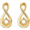 Infinity Inspired Earrings Mounting in 14 Karat Yellow Gold for Round Stone, 0.52 grams
