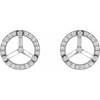 Round 3 Prong Halo Style Stud Earrings Mounting in Platinum for Round Stone, 2.94 grams