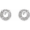 Round 4 Prong Halo Style Earrings Mounting in 14 Karat White Gold for Round Stone, 0.74 grams