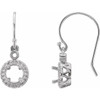 Halo Style Earrings Mounting in 14 Karat White Gold for Round Stone, 1.22 grams