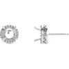Round 4 Prong Halo Style Earrings Mounting in Platinum for Round Stone, 1.17 grams