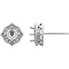 Halo Style Earrings Mounting in 14 Karat White Gold for Round Stone, 1.17 grams