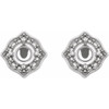Halo Style Earrings Mounting in 14 Karat White Gold for Round Stone, 1.17 grams
