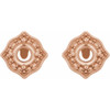 Halo Style Earrings Mounting in 14 Karat Rose Gold for Round Stone, 1.21 grams