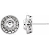 Round Bezel Set Halo Style Earrings Mounting in 14 Karat White Gold for Round Stone, 1.7 grams