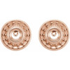 Round Bezel Set Halo Style Earrings Mounting in 14 Karat Rose Gold for Round Stone, 1.75 grams