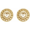 Round Bezel Set Halo Style Earrings Mounting in 14 Karat Yellow Gold for Round Stone, 1.75 grams