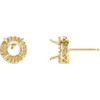 Round 4 Prong Halo Style Earrings Mounting in 14 Karat Yellow Gold for Round Stone, 0.76 grams