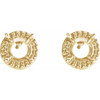 Round 4 Prong Halo Style Earrings Mounting in 14 Karat Yellow Gold for Round Stone, 0.76 grams