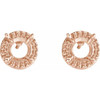 Round 4 Prong Halo Style Earrings Mounting in 14 Karat Rose Gold for Round Stone, 0.76 grams