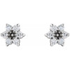 Round 7 Stone Cluster Earrings Mounting in 18 Karat White Gold for Round Stone, 0.37 grams