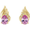 Accented Earrings Mounting in 14 Karat Rose Gold for Pear shape Stone, 1.05 grams