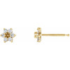 Round 7 Stone Cluster Earrings Mounting in 18 Karat Yellow Gold for Round Stone, 0.38 grams
