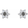 Round 7 Stone Cluster Earrings Mounting in Platinum for Round Stone, 0.46 grams