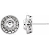 Round Bezel Set Halo Style Earrings Mounting in Platinum for Round Stone, 2.71 grams