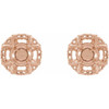 Halo Style Earrings Mounting in 14 Karat Rose Gold for Round Stone, 0.79 grams