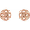 Halo Style Earrings Mounting in 14 Karat Rose Gold for Round Stone, 0.79 grams