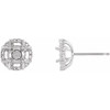 Halo Style Earrings Mounting in Platinum for Round Stone, 1.22 grams
