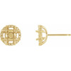 Halo Style Earrings Mounting in 14 Karat Yellow Gold for Round Stone, 0.79 grams