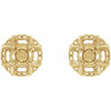 Halo Style Earrings Mounting in 14 Karat Yellow Gold for Round Stone, 0.79 grams