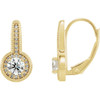 Accented Milgrain Halo Style Earrings Mounting in 14 Karat Yellow Gold for Round Stone, 3.11 grams