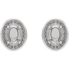 Oval 4 Prong Halo Style Earrings Mounting in 14 Karat White Gold for Oval Stone, 1.9 grams