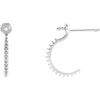 Pearl Hoop Earrings Mounting in 14 Karat White Gold for Pearl Stone, 0.63 grams