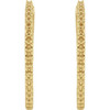 Inside Outside Hoop Earrings Mounting in 14 Karat Yellow Gold for Round Stone, 11.4 grams