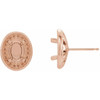 Oval 4 Prong Halo Style Earrings Mounting in 14 Karat Rose Gold for Oval Stone, 1.96 grams