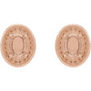 Oval 4 Prong Halo Style Earrings Mounting in 14 Karat Rose Gold for Oval Stone, 1.96 grams