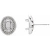 Oval 4 Prong Halo Style Earrings Mounting in Platinum for Oval Stone, 3.03 grams