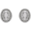 Oval 4 Prong Halo Style Earrings Mounting in Platinum for Oval Stone, 3.03 grams