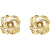 Knot Earrings Mounting in 14 Karat Yellow Gold for Round Stone, 0.85 grams