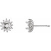Round 4 Prong Halo Style Stud Earrings Mounting in Sterling Silver for Round Stone, 0.62 grams