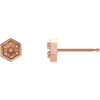 Hexagon Earrings Mounting in 14 Karat Rose Gold for Round Stone, 0.42 grams
