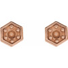 Hexagon Earrings Mounting in 14 Karat Rose Gold for Round Stone, 0.42 grams