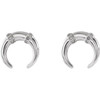 Accented Crescent Earrings Mounting in 14 Karat White Gold for Round Stone, 0.73 grams
