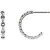 Accented Beaded Hoop Earrings Mounting in 14 Karat White Gold for Round Stone, 0.91 grams