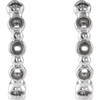 Accented Beaded Hoop Earrings Mounting in 14 Karat White Gold for Round Stone, 0.91 grams