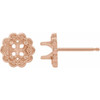Round 4 Prong Halo Style Earrings Mounting in 14 Karat Rose Gold for Round Stone, 0.65 grams