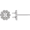 Round 4 Prong Halo Style Earrings Mounting in Platinum for Round Stone, 0.99 grams