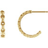 Accented Beaded Hoop Earrings Mounting in 14 Karat Yellow Gold for Round Stone, 0.94 grams