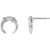 Accented Crescent Earrings Mounting in Platinum for Round Stone, 1.16 grams