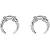 Accented Crescent Earrings Mounting in Platinum for Round Stone, 1.16 grams