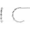 Accented Hoop Earrings Mounting in 14 Karat White Gold for Round Stone, 0.75 grams