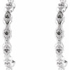 Accented Hoop Earrings Mounting in 14 Karat White Gold for Round Stone, 0.75 grams