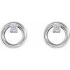 Circle Earrings Mounting in 14 Karat White Gold for Round Stone, 1.08 grams