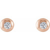 Round Bezel Set Stud Earrings Mounting in 14 Karat Rose Gold for Round Stone, 0.93 grams