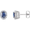 Halo Style Earrings Mounting in 14 Karat White Gold for Oval Stone, 0.86 grams